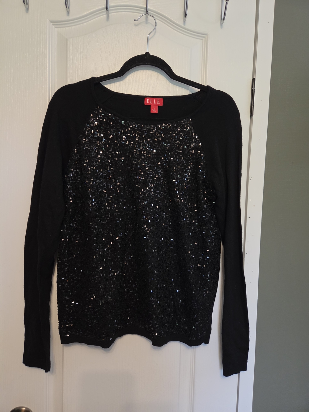 ELLE Black Sequin Front Sweater